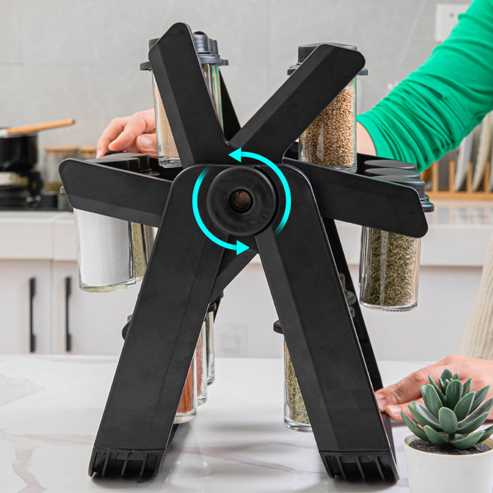 Ensemble de 18 Pots à Épices avec Roue Pivotante à 360 Degrés Marima