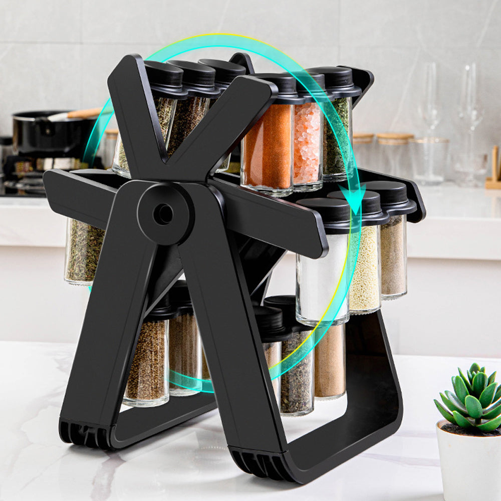 Ensemble de 18 Pots à Épices avec Roue Pivotante à 360 Degrés Marima