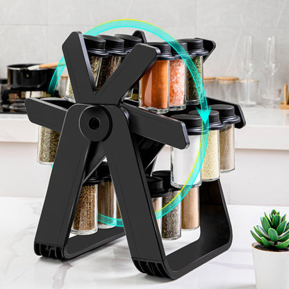 Ensemble de 18 Pots à Épices avec Roue Pivotante à 360 Degrés Marima