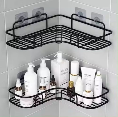 Lot de 2 étagères d'angle de salle de bain sans perçage, en acier inoxydable
