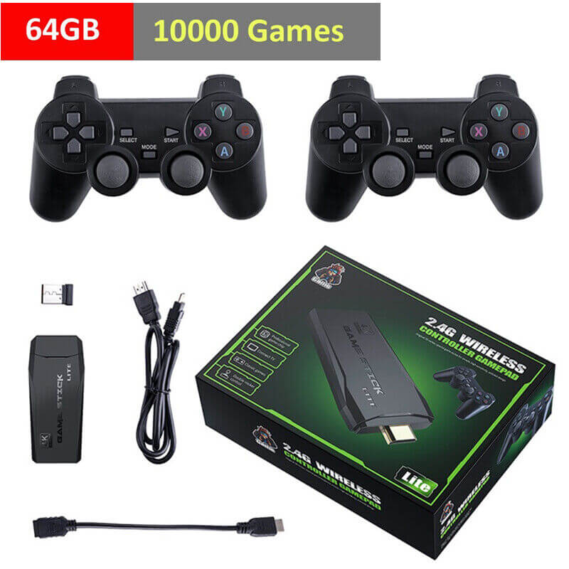 CONSOLE DE JEUX VIDÉO + 10.000 JEUX INCLUS - 64GB - 4K + 2 MANETTES 🎮