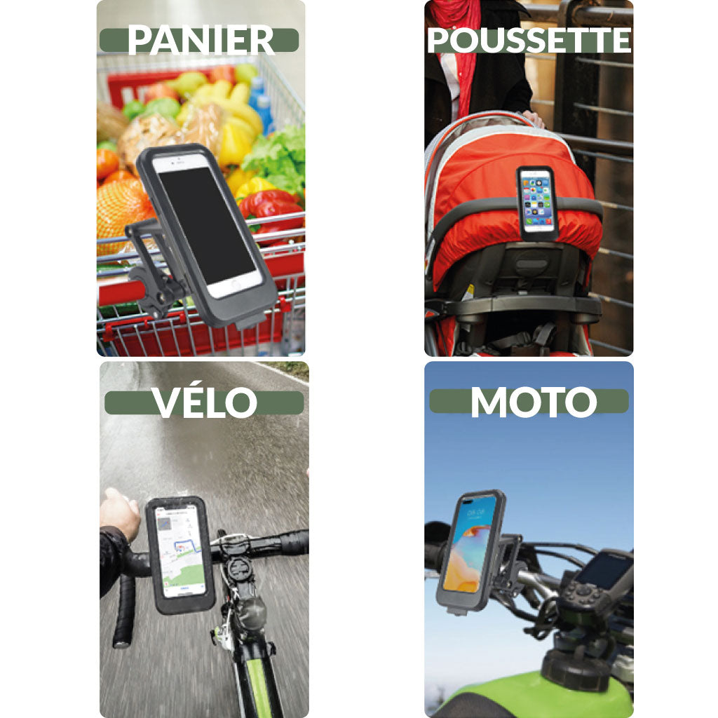 Support De Téléphone Pour Moto Et Vélo, Étanche À Rotation De 360° Avec Écran Résistant À L’eau.