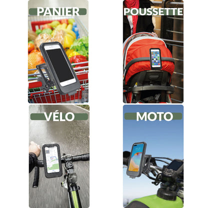 Support De Téléphone Pour Moto Et Vélo, Étanche À Rotation De 360° Avec Écran Résistant À L’eau.