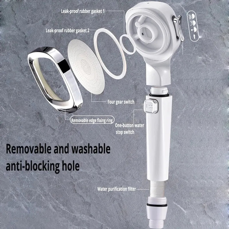 POMMEAU DE DOUCHE À HAUTE PRESSION 4 EN 1