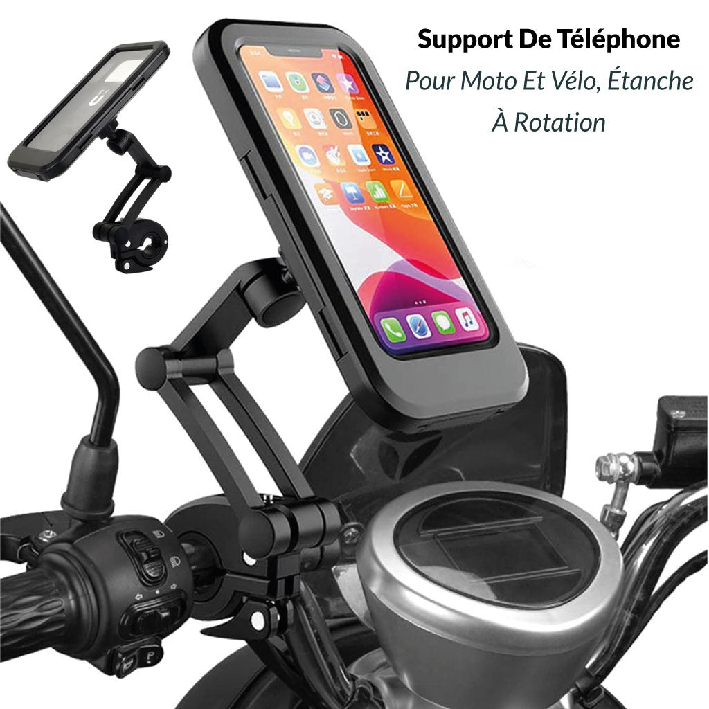 Support De Téléphone Pour Moto Et Vélo, Étanche À Rotation De 360° Avec Écran Résistant À L’eau.