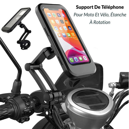 Support De Téléphone Pour Moto Et Vélo, Étanche À Rotation De 360° Avec Écran Résistant À L’eau.