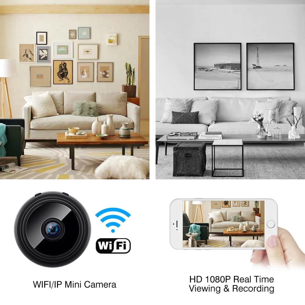 Mini Caméra de Surveillance WIFI 4K, Vision Nocturne & Détection de Mouvement