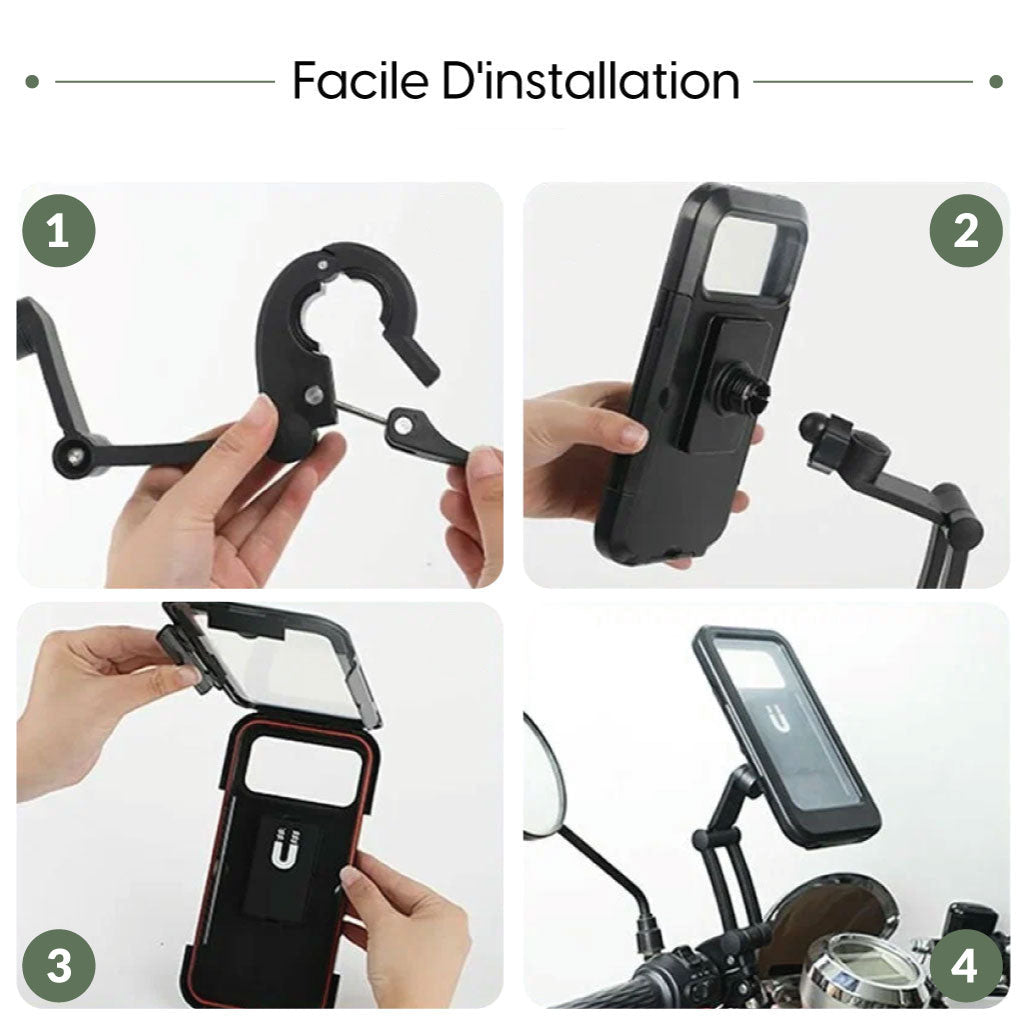 Support De Téléphone Pour Moto Et Vélo, Étanche À Rotation De 360° Avec Écran Résistant À L’eau.