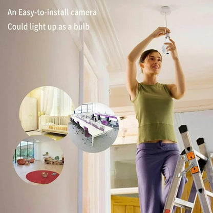 Caméra Ampoule 360° WiFi avec Vision Nocturne , Détection De Mouvement, IR HD 1080P